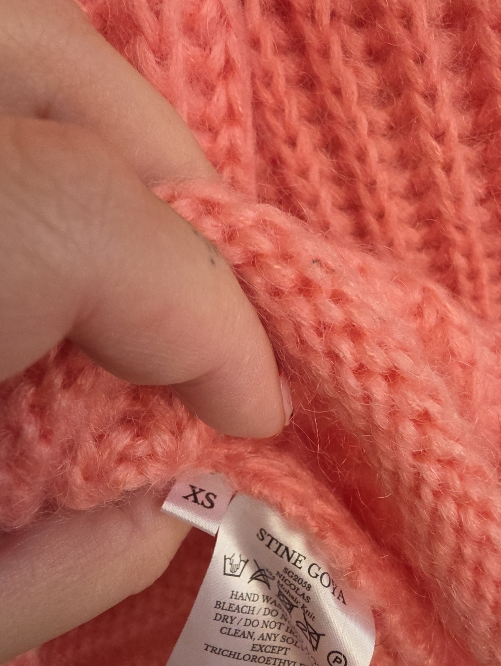 Stine Goya Mohair Oversized Cozy Pink Turtleneck Cable Knit Sweater - Picture 3 of 4